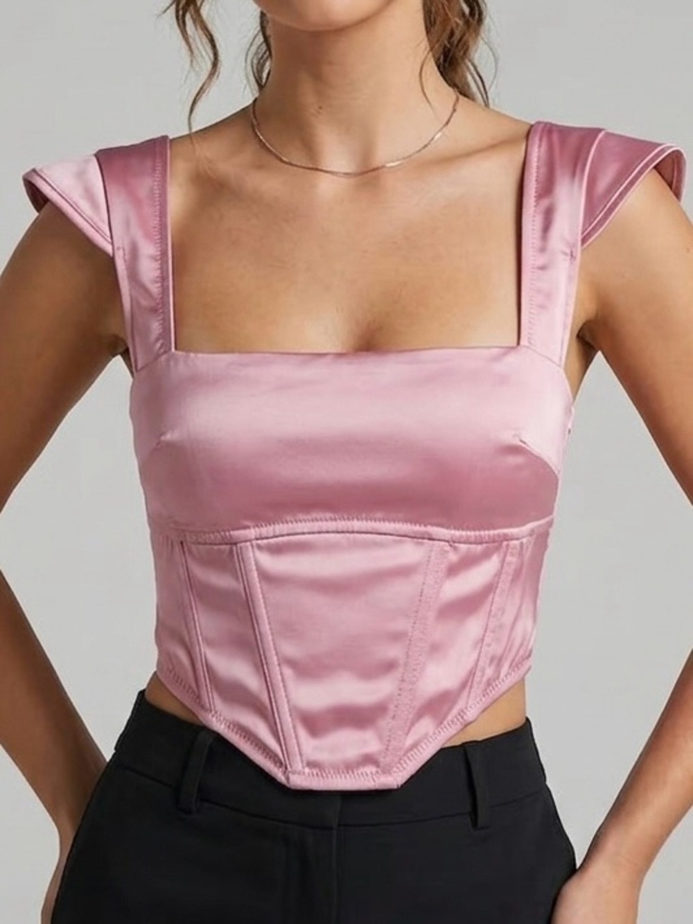 Urban Outfitters Satin Corset Crop Top - Dusty Pink NWT
